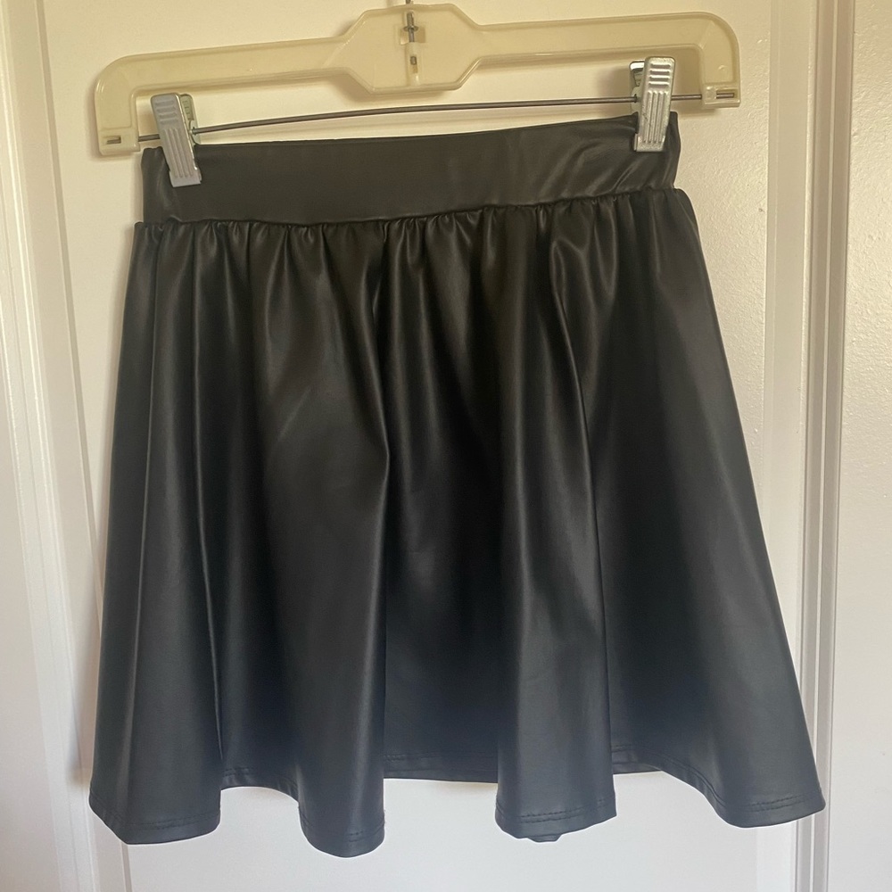 Wet Seal Faux Leather Skater Skirt